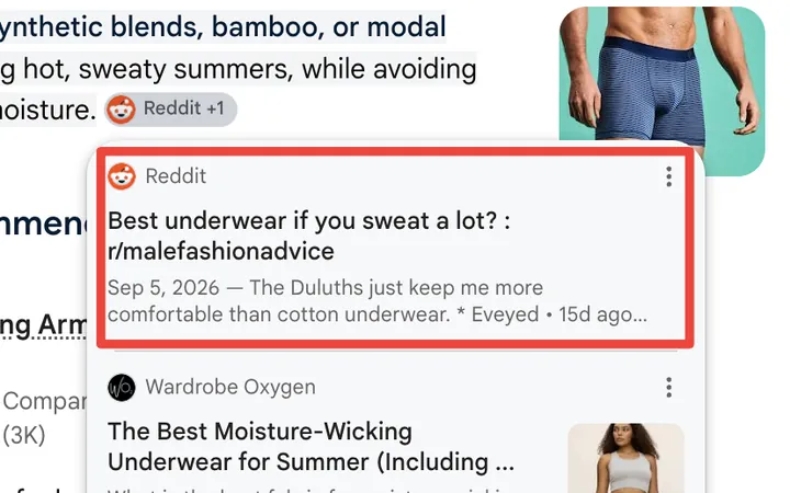 Google results for underwear for sweaty summers