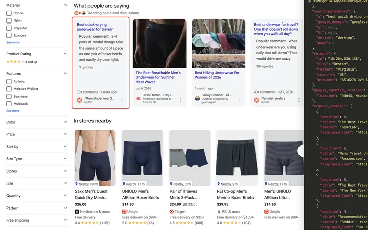 Google results for best quick drying underwear for travel men