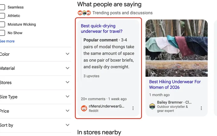 Google results for quick dry underwear for travel