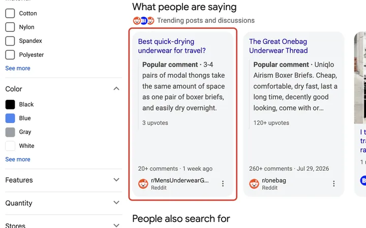 Google results for men travel underwear