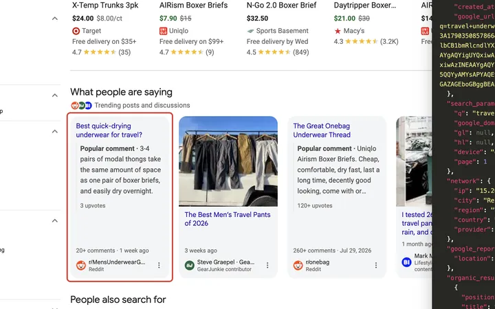 Google results for travel underwear for men