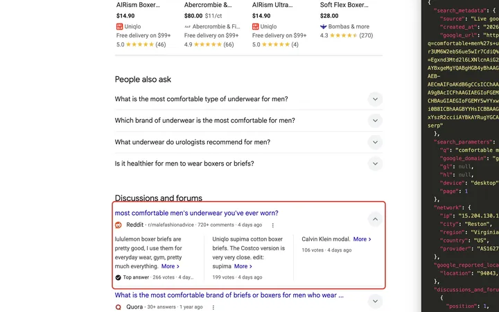 Google results for comfortable men's underwear