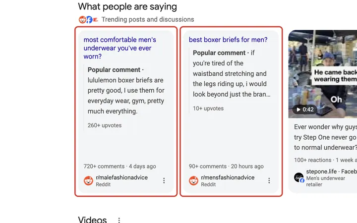 Google results for what is the most comfortable men's underwear