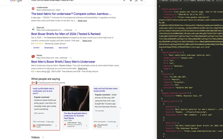 Google results for most comfortable underwear material men