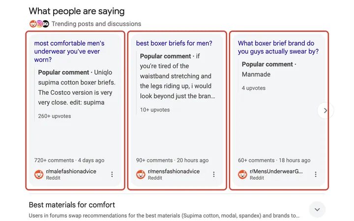 Google results for best comfortable boxer briefs