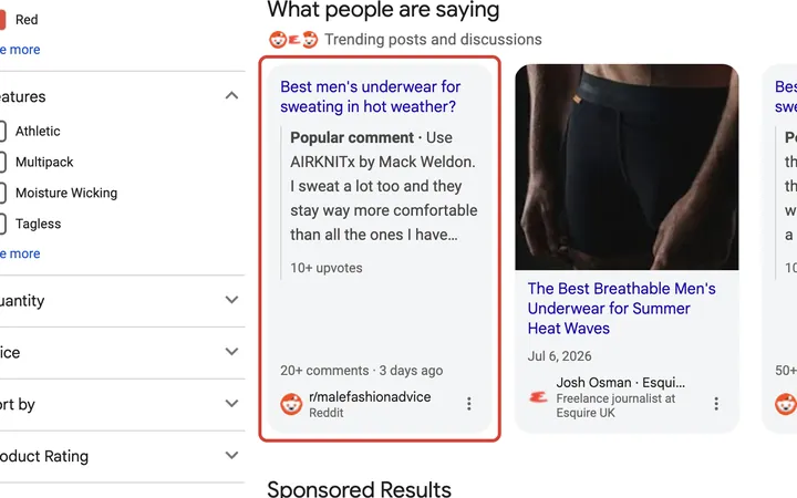 Google results for best boxer briefs for men who sweat a lot