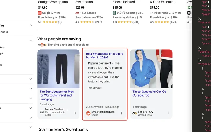 Google results for high quality sweatpants for men