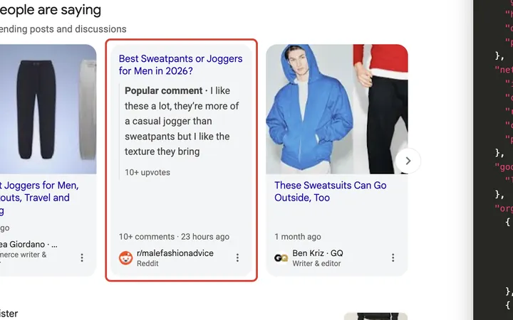 Google results for best men sweatpants