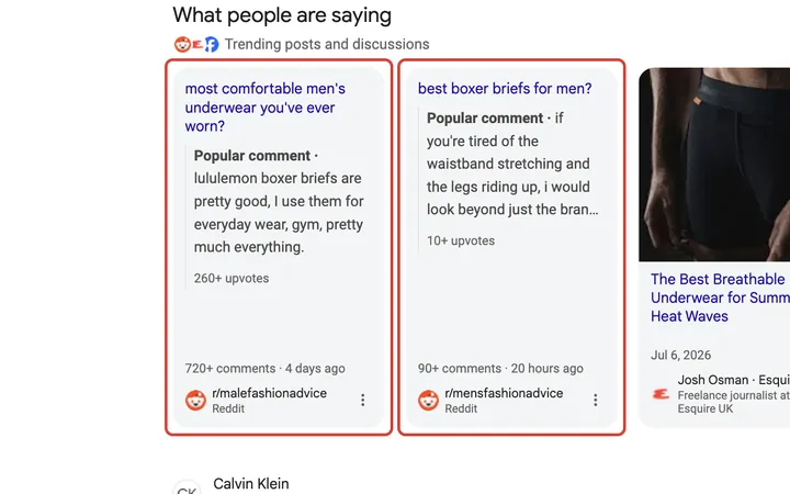 Google results for most comfortable underwear for guys